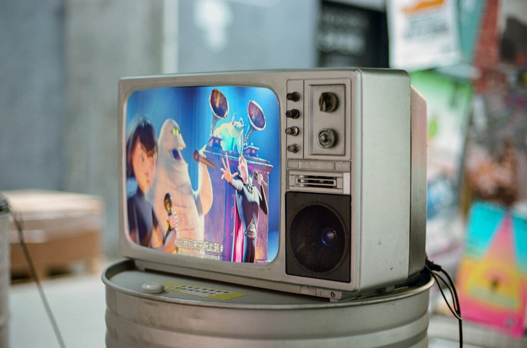 Retro television broadcast graphics monitor with colour bars